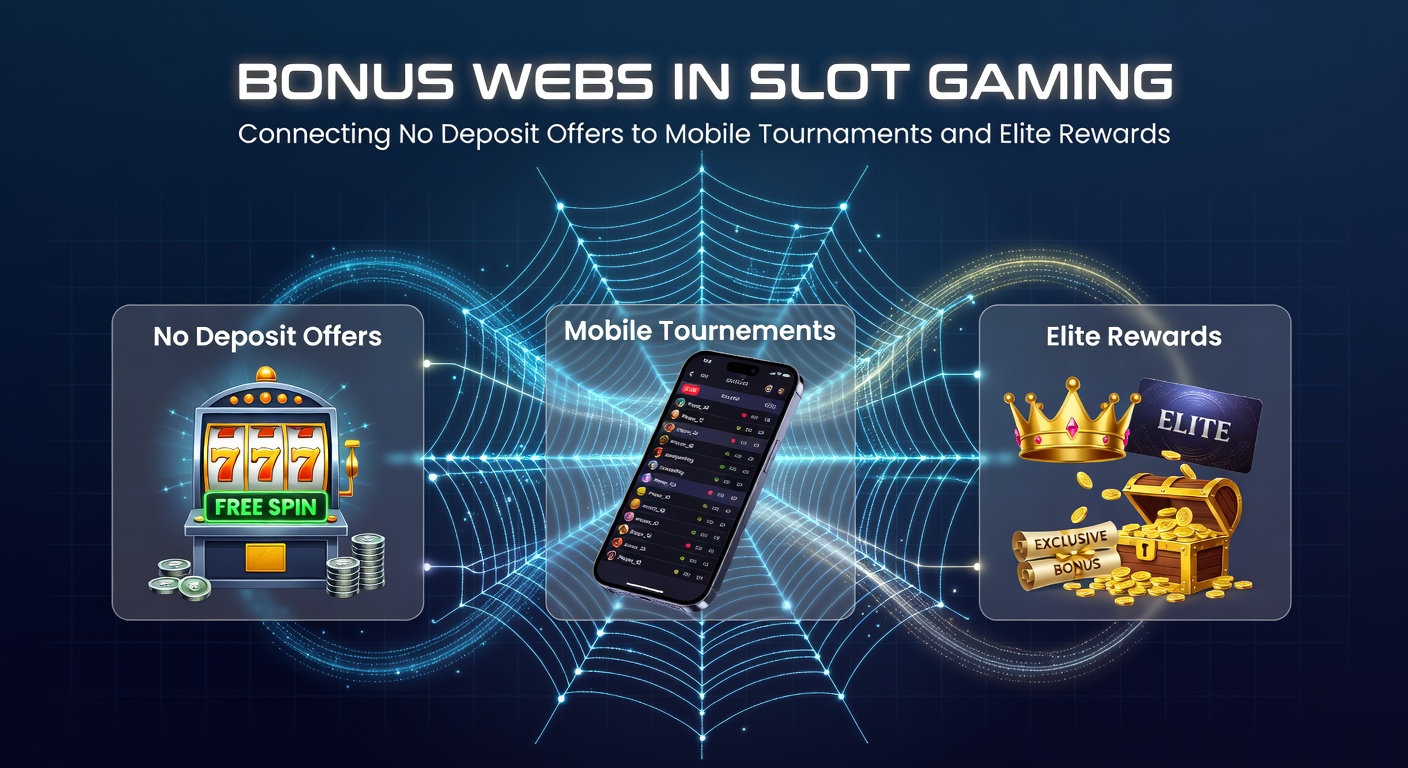 Illustration showing interconnected bonus pathways from no-deposit offers through mobile slot tournaments to elite VIP rewards
