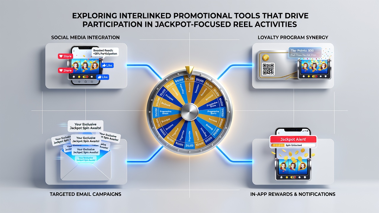 Players engaging with interlinked slot promotions leading to jackpot tournaments and VIP rewards