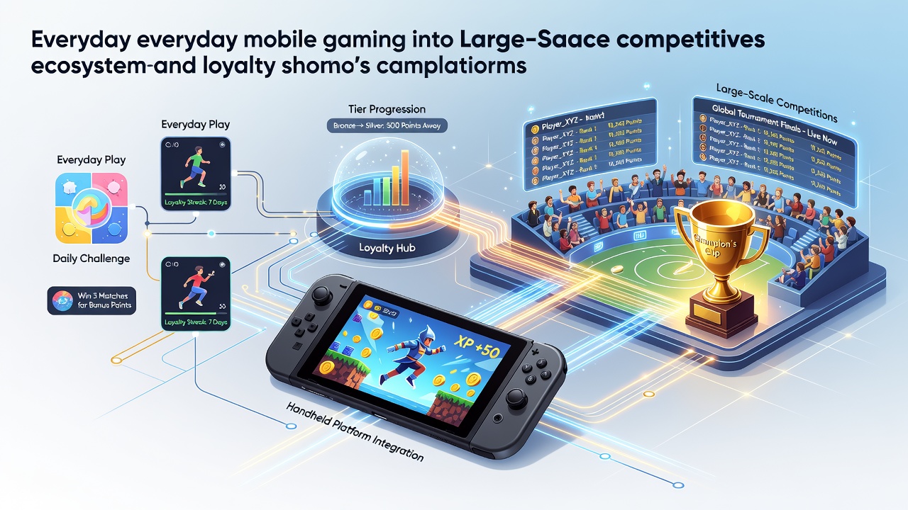 Mobile device displaying slot game interface with loyalty points tracker and tournament leaderboard overlay