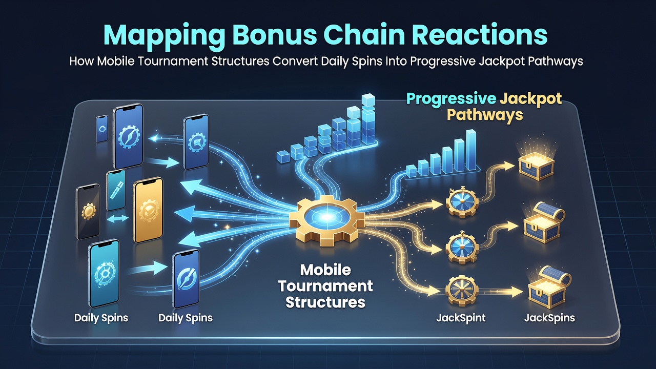 Mobile slot tournament interface showing daily spin rewards feeding into progressive jackpot meters on a smartphone screen