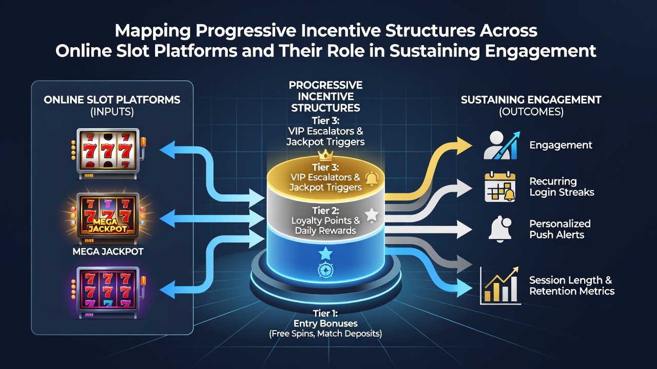 Chart illustrating engagement cycle loops maintained through layered slot rewards and loyalty escalations