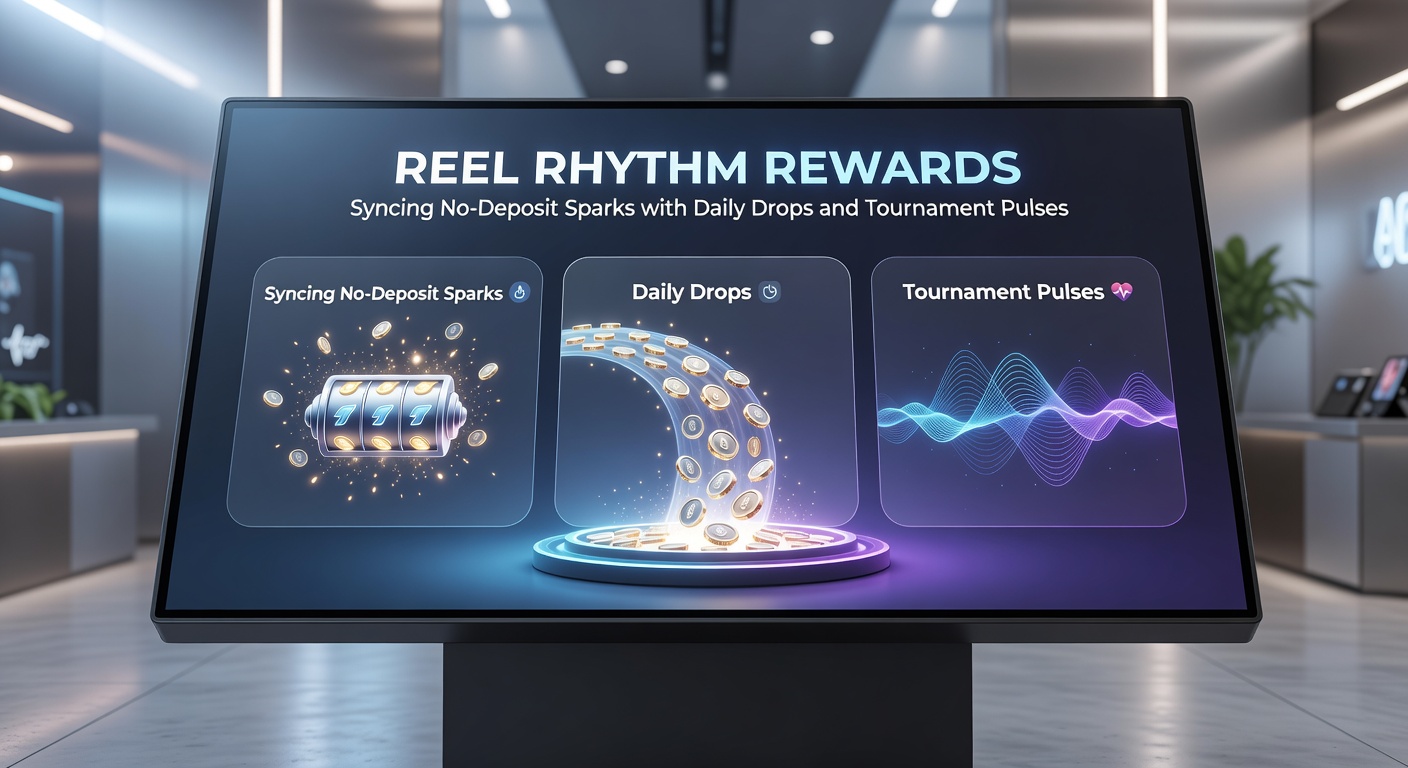 Dynamic screenshot of a slot platform dashboard displaying synced rewards: no-deposit spark activation leading to daily drop notifications and live tournament pulses