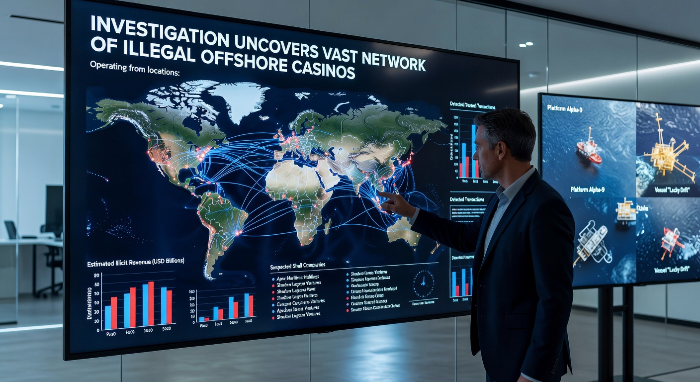 Illustration of diverse focus group participants discussing gambling policies around a table, with charts and graphs in the background representing evaluation data