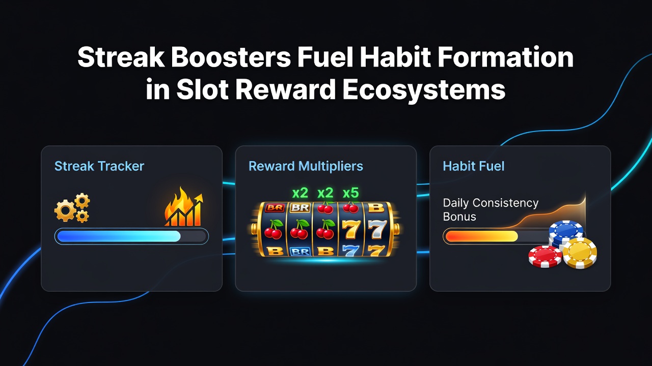 Dashboard view showing streak progress, bonus multipliers, and reward ladders in a slot gaming application