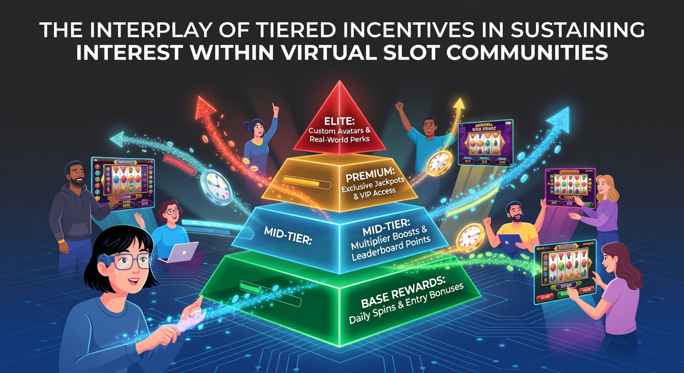 Illustration of tiered incentive progression in virtual slot communities showing player levels and rewards