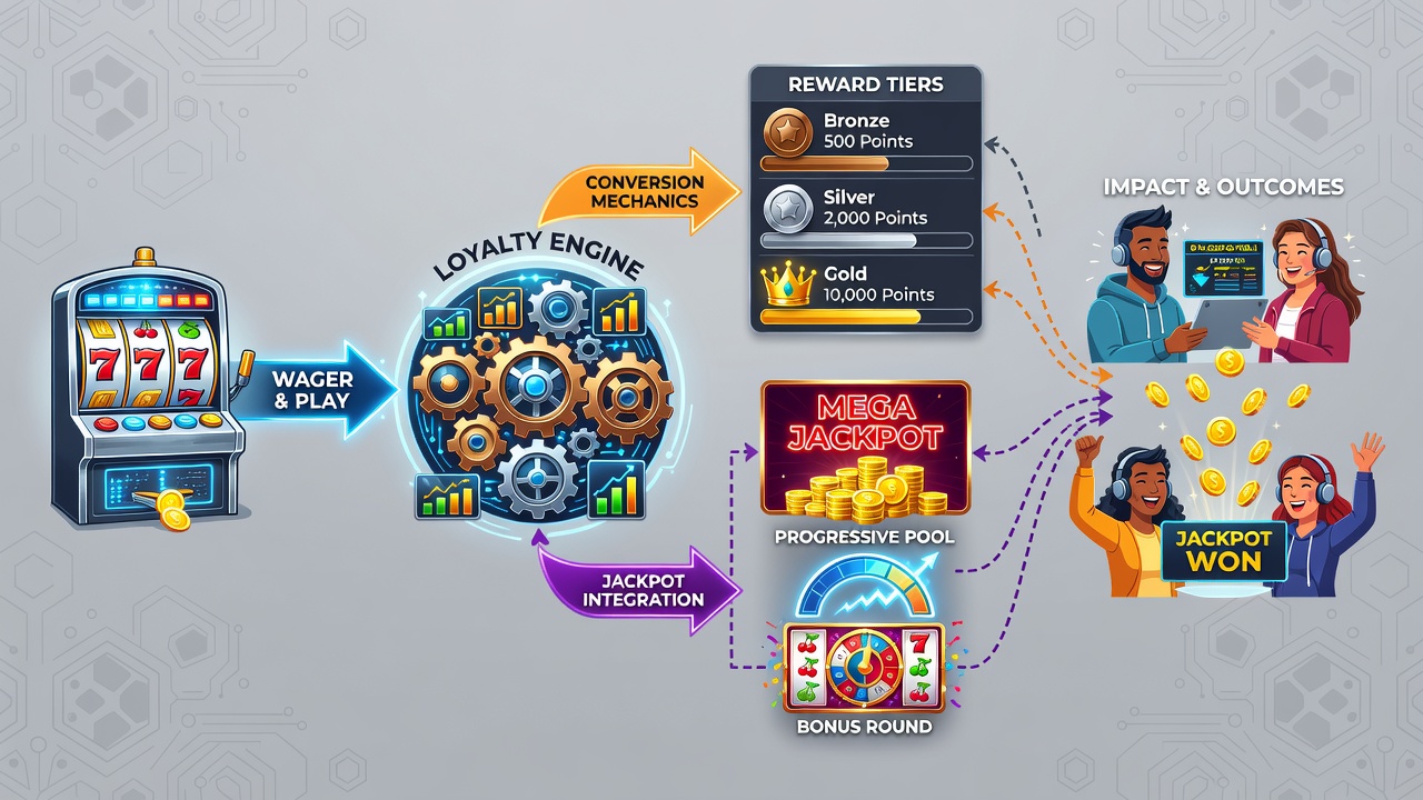 Infographic illustrating daily engagement cycles influenced by loyalty point redemptions in jackpot slot environments